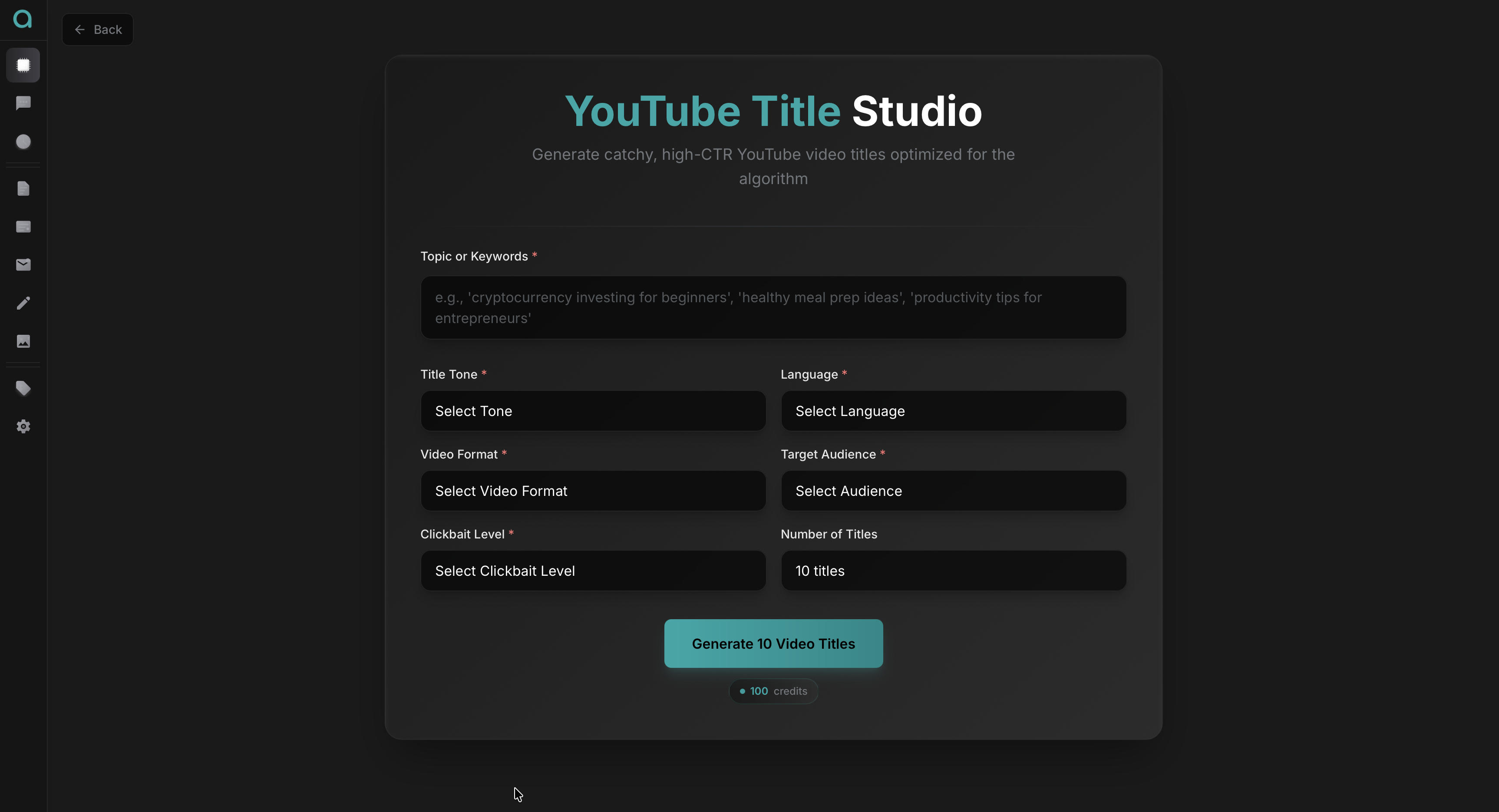 YouTube Script Studio Interface - Generate Professional Video Scripts